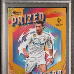 2023 Topps Finest UCC Cristiano Ronaldo Prized Footballers Gold /50 #PF3 PSA 10