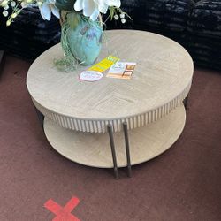 Round White Wash Coffee Table 