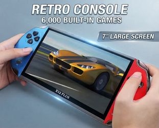 New Portable 7" Retro Game Console Large HD Screen Dual Stick Control 64GB Handheld.