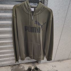 Olive Green Puma Sweater LG, 10.5 Puma Shoes New