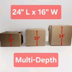 25 - 24 x 16 x 24 Multi-Depth Corrugated Shipping Boxes Storage Cardboard Moving
