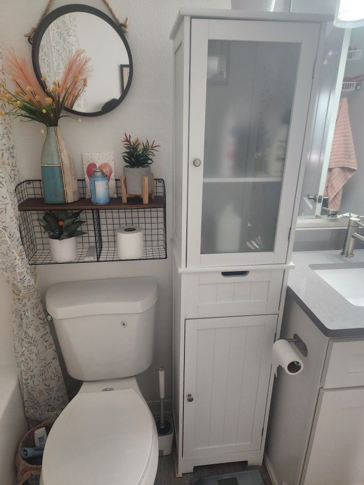 White Cabinet 67in By L 15in W