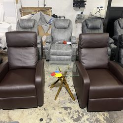 2-pcs Brand new Living Room Chaise Lounge Modern Recliner, Single Sofa Reading Chair PU Leather Home Theater Seat Adjustable Armchair with Thick Seat 