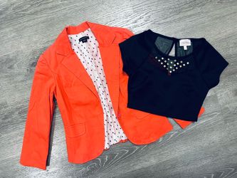 Orange Blazer and Black Top