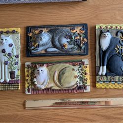 3-D Ceramic Cat Plaques (4)