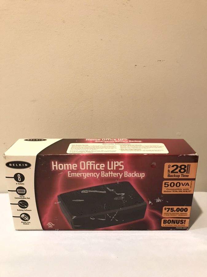 Belkin Home Office UPS 500VA 8-Outlet UPS Surge Protector F6H500-SER W/ BATTERY