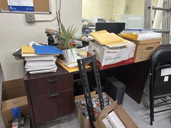 Brown Desk With Cabinets ( Only Desk Included) 