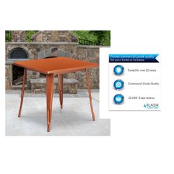 Flash Furniture Commercial Grade 31.5" Square Copper Metal Indoor-Outdoor Table