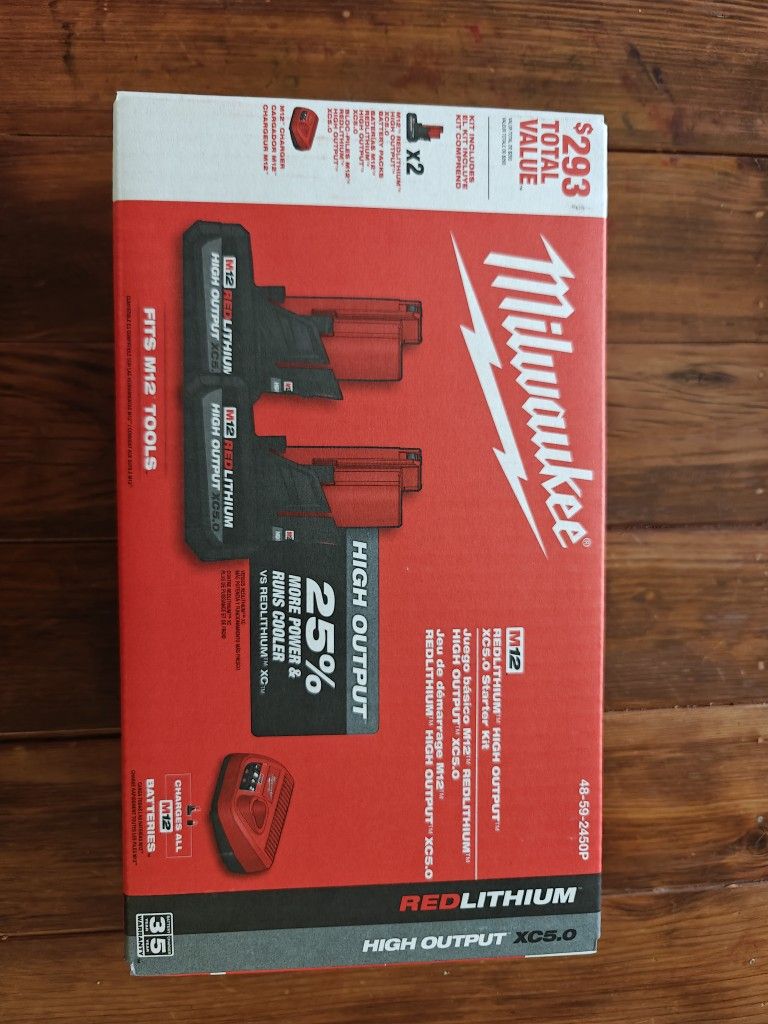 Milwaukee
M12 12V Lithium-Ion XC High Output 5.0 Ah Battery Pack (2-Pack) Starter Kit with Charger