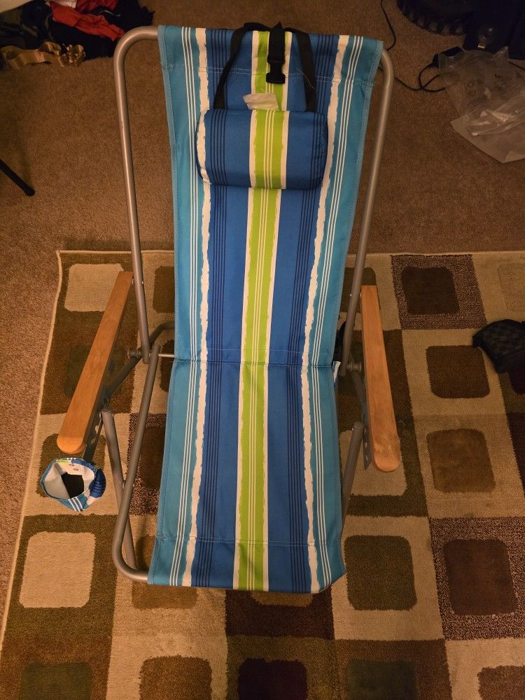 Rio Gear Original Steel Backpack Chair / Foldable Camping Chair That Turns Into A Backpack With Big Pouch In The Chair