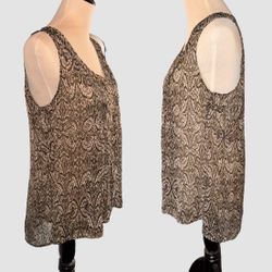 Converse One Star | Women Blouse Paisley Short Sleeve Sheer Front Detailed Top  Size L  