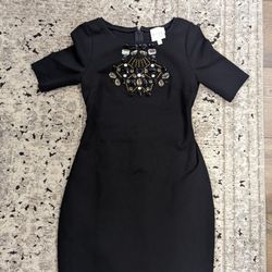 Black Beaded Maternity Dress Sz SM