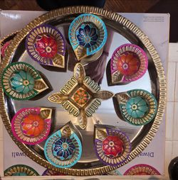 New 10-Piece Diwali Diya & Tray Set $25 OBO