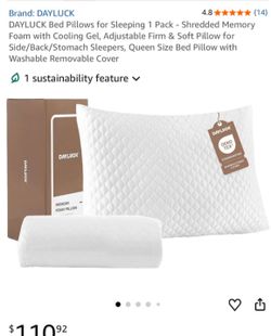 DAYLUCK Cooling Memory Foam Bed Pillows for Sleeping 1 Pack Standard/Queen Size