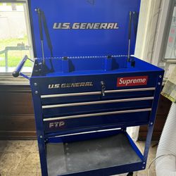 US General 4 Drawer Tool Cart (blue)