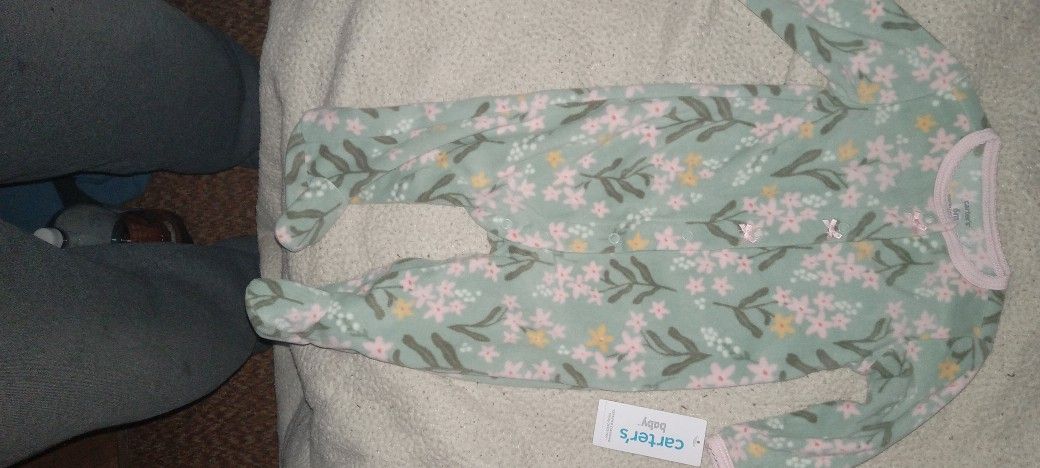 Carters 6m Baby Floral Snap Fleece Sleep N Play