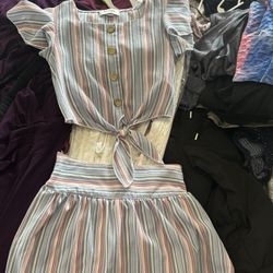 2 Piece - Girl Crop Top With Matching Skirt 
