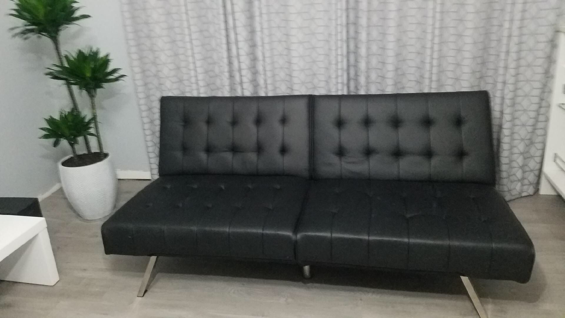 Leather futon couch