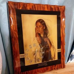 Southwestern Indian Women Wood Clock..size 2ftx 1ft...works Great!!