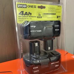 3 Ryobi 18v 4Ah Battery (2pack) + 1 High Performance Battery