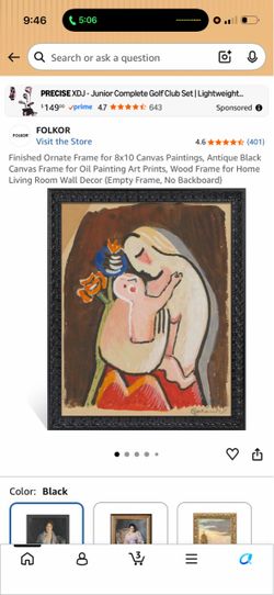 Folkor Ornate Black Canvas Frame 8x10