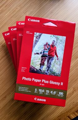 Canon Photo Paper Plus Glossy II, 4X6 inches, 100 Sheets per box, PP-301, 4-Pack
