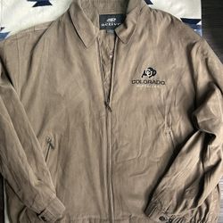 Vintage University of Colorado Buffaloes Embroidered Microsuede Jacket - Tan XL