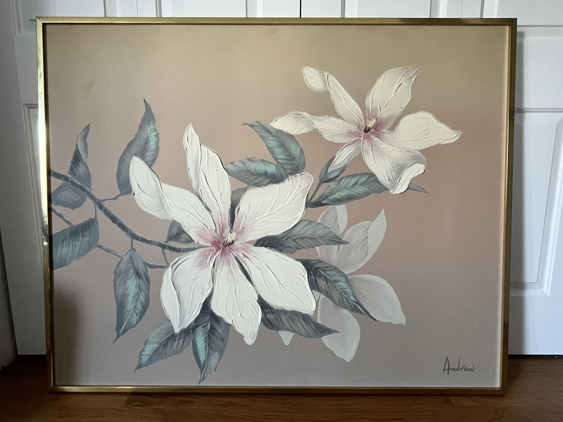 Vintage, large, gold board, framed painting