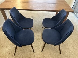 Chairs Only - 4 Wade Logan Kora Blue Upholstered Dining Chairs
