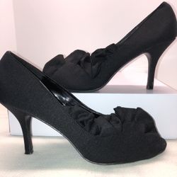 Ann Marino Ruching Peep Toe High Heel Shoes Size 10