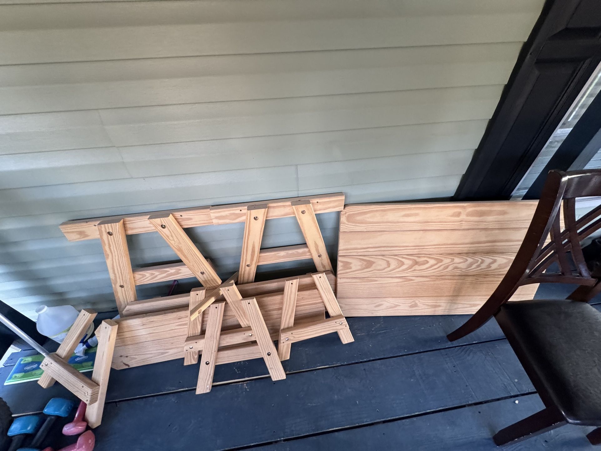 outdoors wooden table