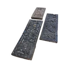 Set of 2 Carved old wood wall plaques