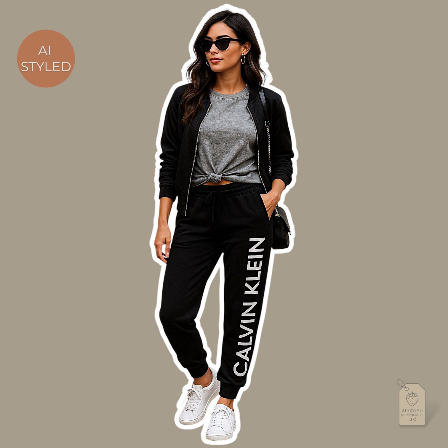 Calvin Klein Black Logo Joggers | Drawstring Cuffed Sweatpants Small