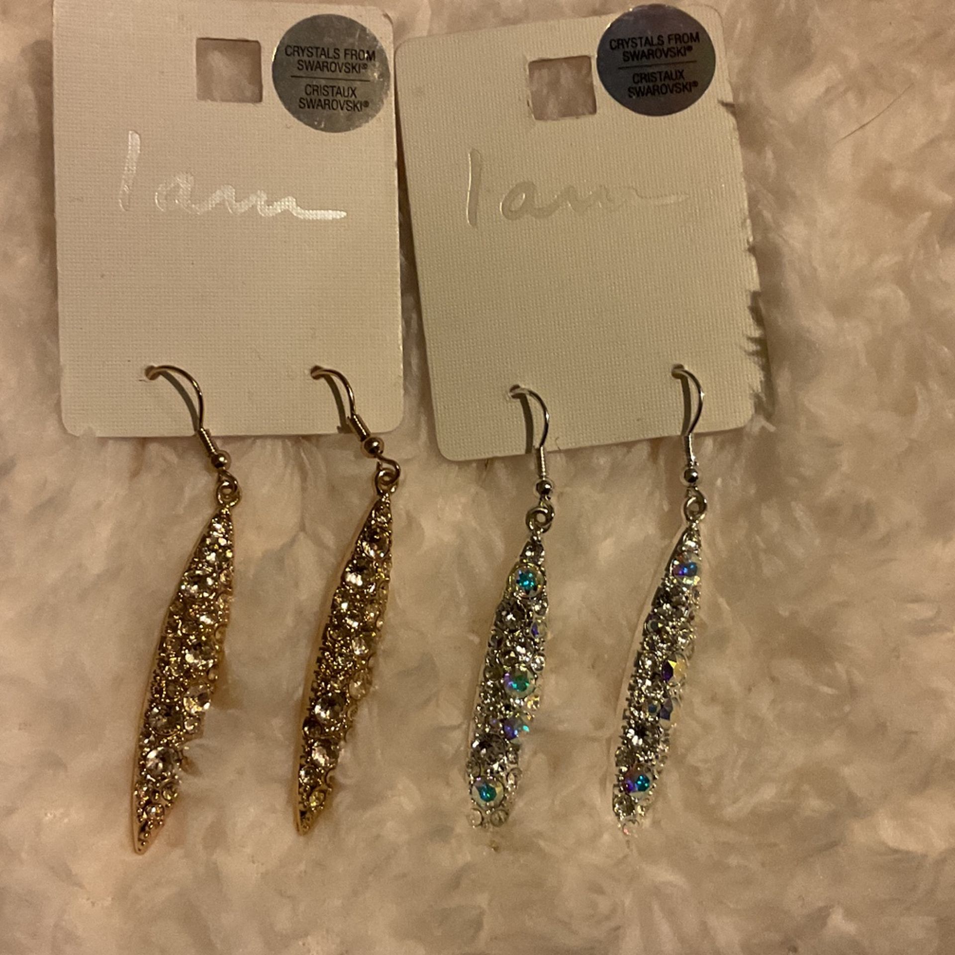 Beautiful Silver And Gold Earrings W/ lots Of Swarovski Crystals…
