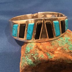 Sterling Turquoise/Onyx Bracelet 