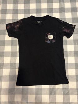 Black Galaxy Print Pocket T-Shirt
