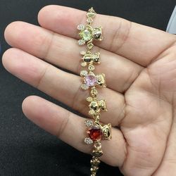 Multi-colored CZ Bear Bracelet 14k Goldfilled