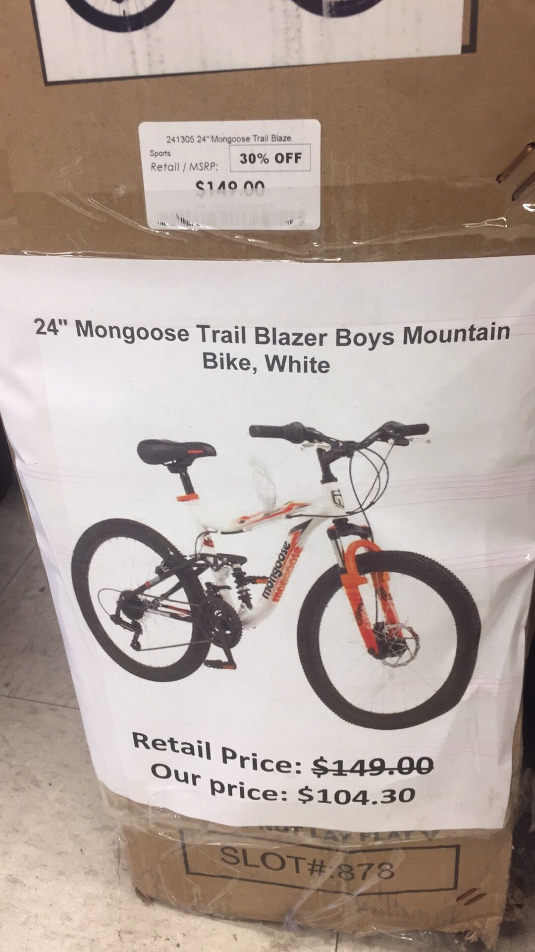 24” Mongoose Trail Blazer boys Mountain bike white