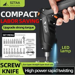 3.6V Cordless Electric Screwdriver Kit,47Piece Bit Set with LED Light,3Nm Torque