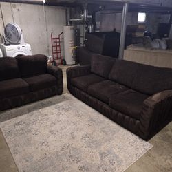 Brown Sofa & Love Seat