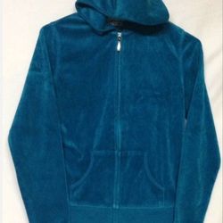 Lov' Me Womens S Small Zip Up Hoody Teal Length 14 Inches