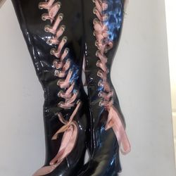 cute bow high rise boots