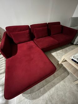 Red Fabric Sectional Sofa