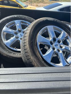 18”  CHROME OEM FORD RIMS AND TIRES , need gone asap!