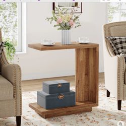 C-Shaped End Table, Wood Side Table Nightstand Bedside Table NEW
