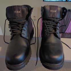 Black Leather Steel Toe Work Boots 