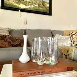 Retro Mcm Style Wavy Glass Vase