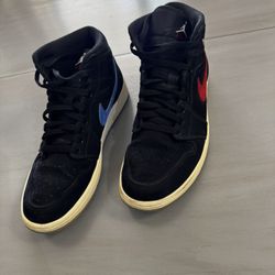 Air Jordan mid 1 Black Red And Blue 9.5
