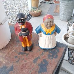 Black American Cast Iron Coin Banks Set Of 2
