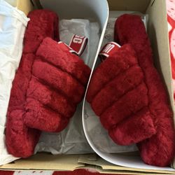 Red Ugg Fluff Yeah Slide Size 9